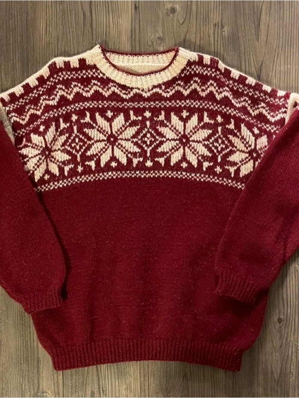 Vintage Women’s Red Fair Isle Knit Sweater - Classic Winter Pullover